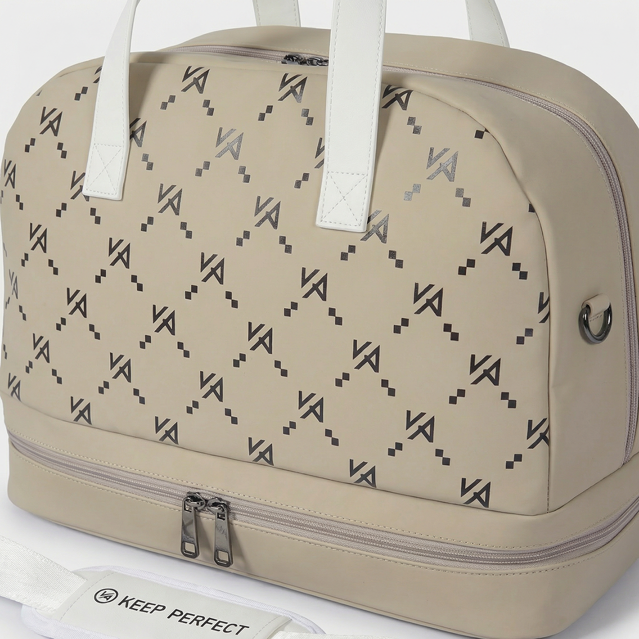 Floral print custom golf bag in cream tones for cute and kawaii brand programs
