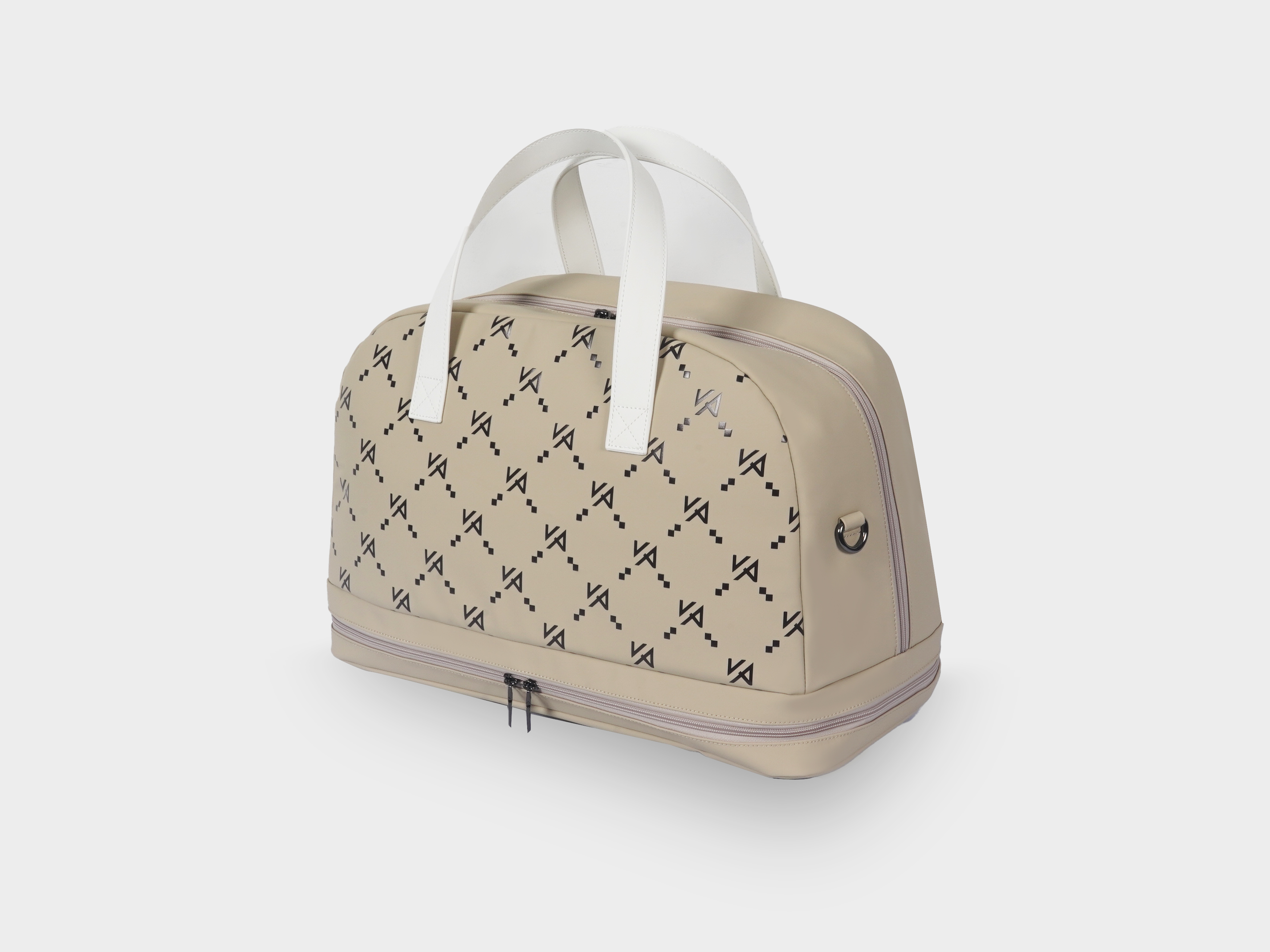 Floral print fabric detail on custom Boston-style golf bag