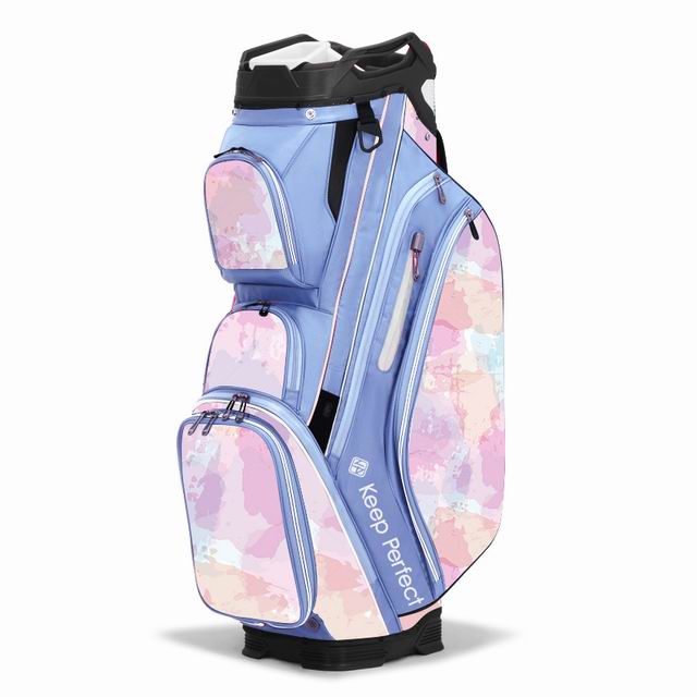 A custom cart golf bag with molded base and 14-way top representing the dominant Australian program chassis