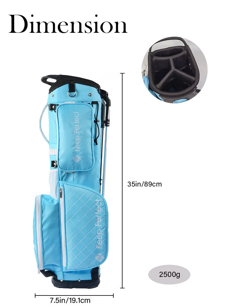 Custom junior golf bag program in scaled construction with adjustable dual-position stand and harness system