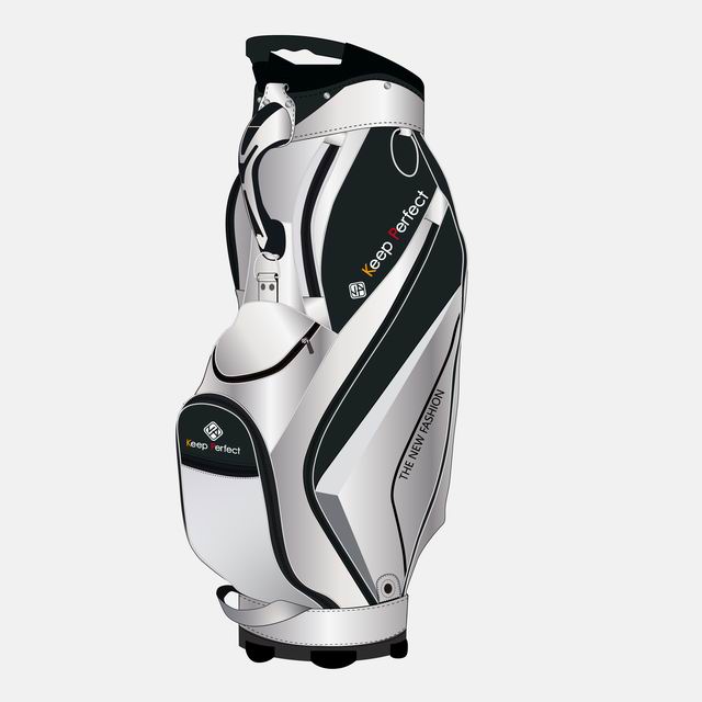 Private label staff golf bag in a retail brand colorway with woven label suite