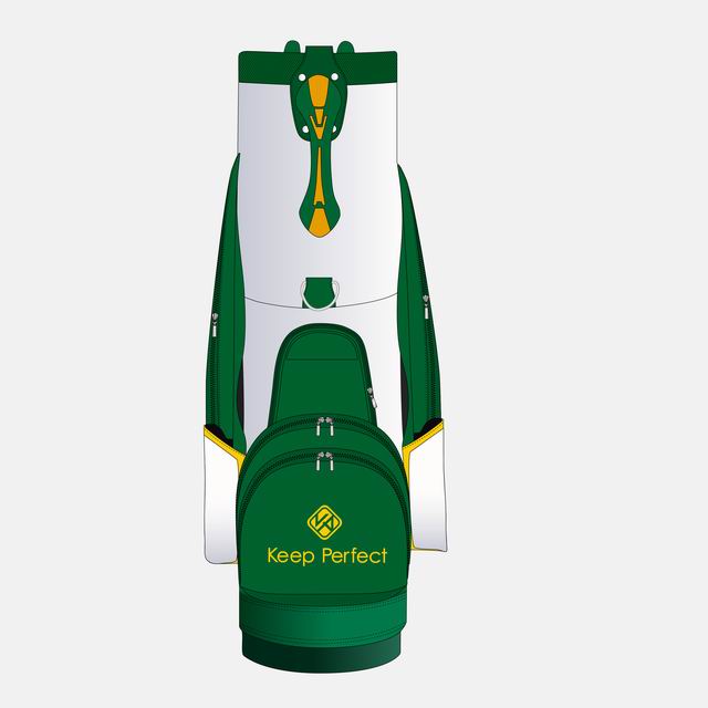 Custom staff golf bag with institutional crest embroidery for a corporate hospitality tier
