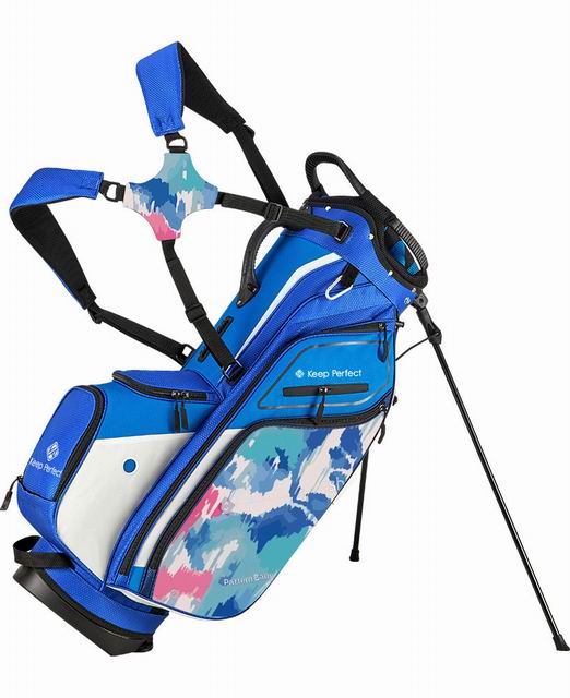 Custom stand golf bag undergoing pre-shipment measurement and branding checks