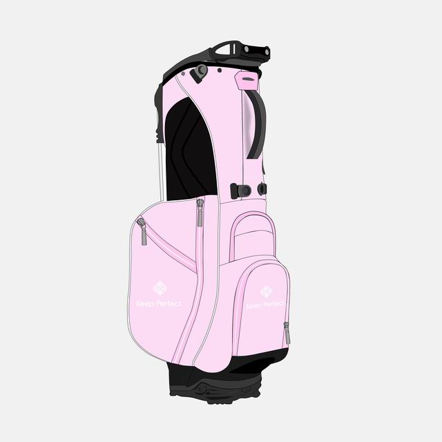 Custom team stand golf bag with embroidered crest and roster side panel positions
