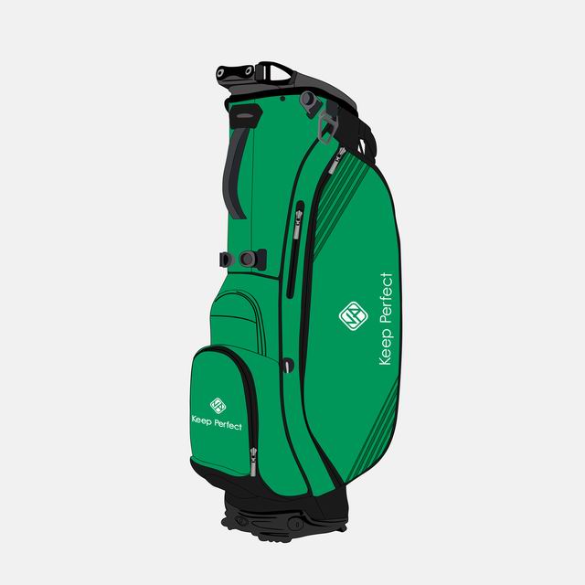 Custom stand golf bag in school colors with embroidered crest for a team program