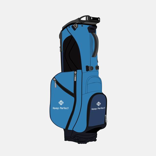A lightweight custom stand bag representing the walking profile chassis with ergonomic dual straps