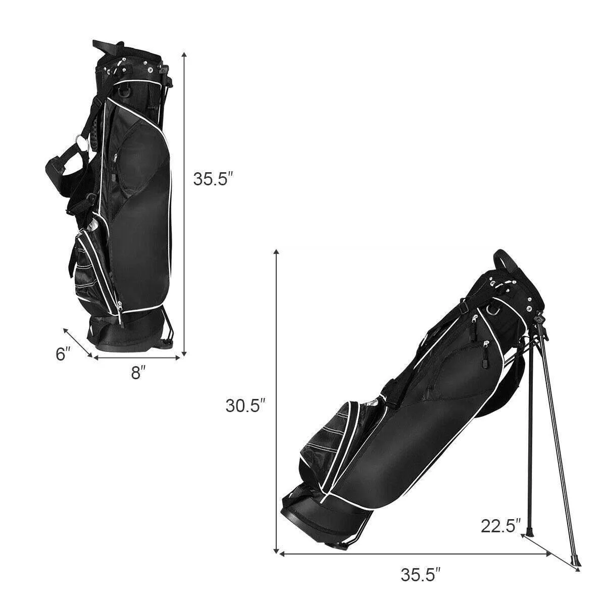 Sunday golf bags staged as tournament team prizes with event branding