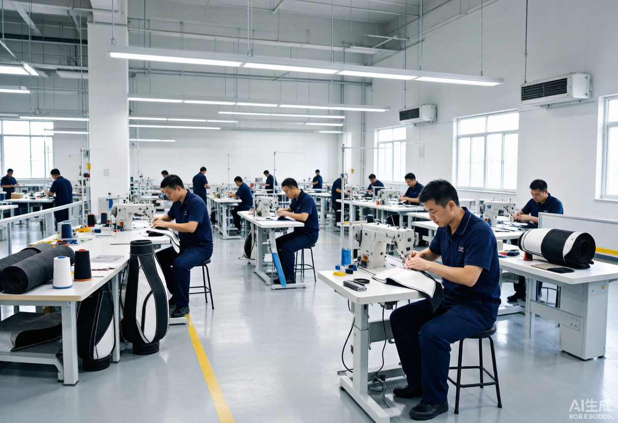 Sewing lines producing custom golf bag orders at scale